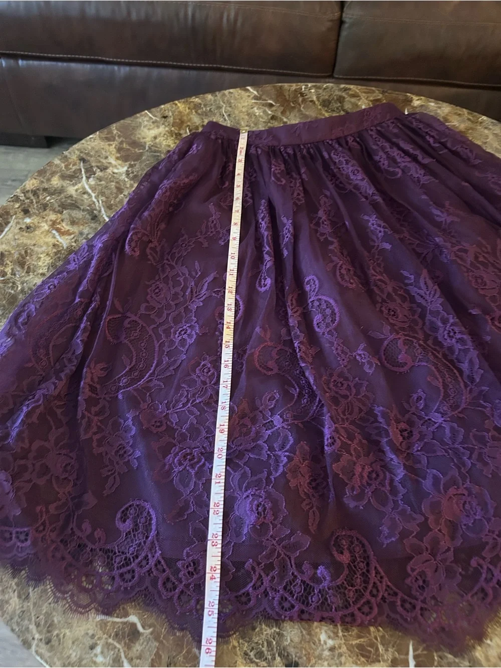 Alice + Olivia Plum Lace Midi Skirt